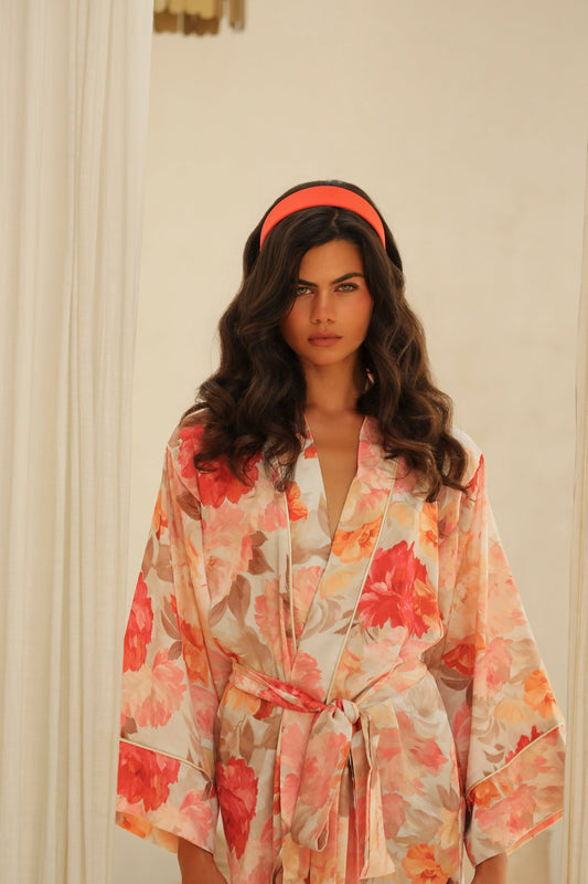 Nuit Florale Kısa Kimono Sabahlık