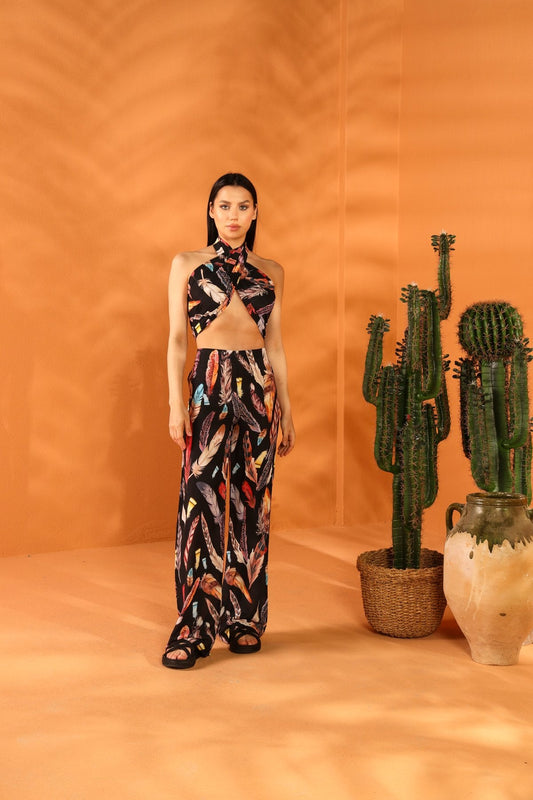 BLACK FEATHER ŞAL PANTOLON TAKIM