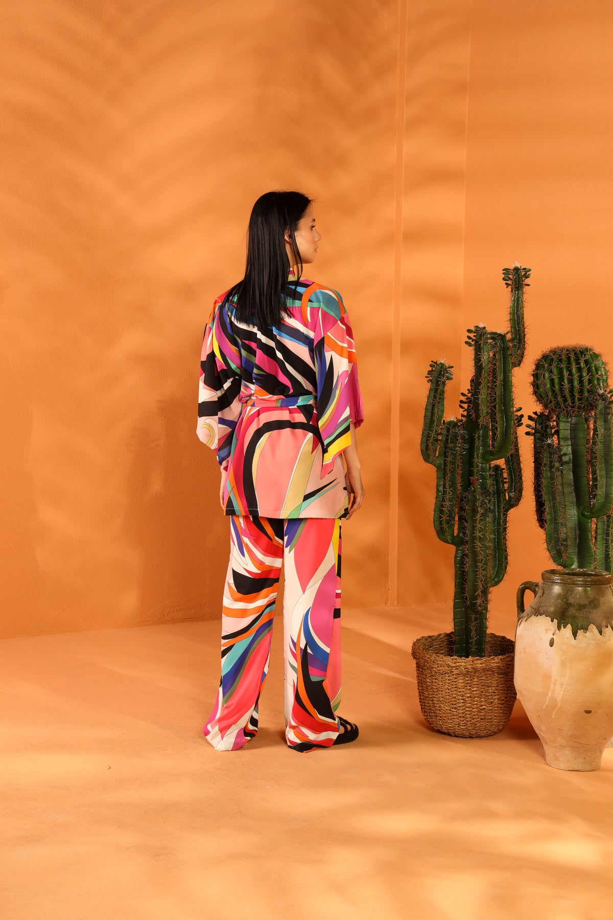 MULTI COLORED KIMONO PANTOLON TAKIM