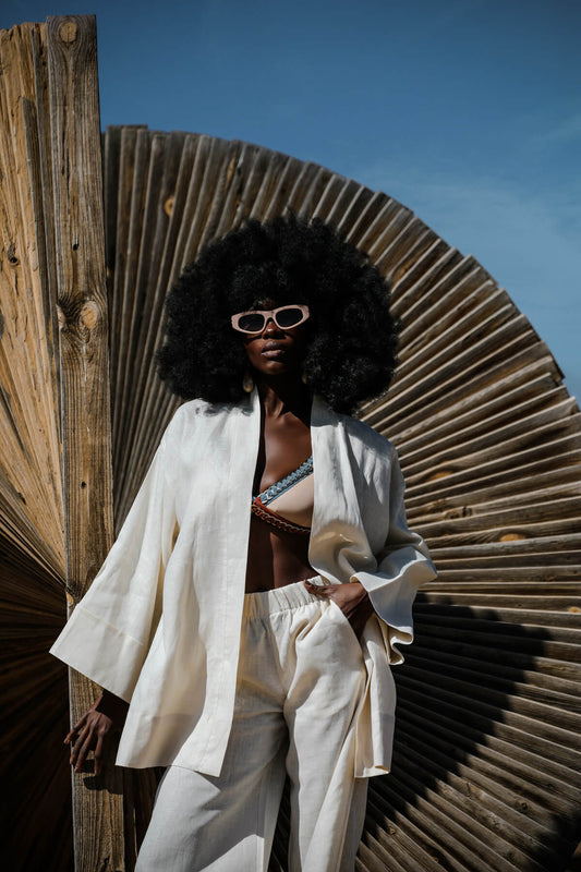La Pause Krem Kısa Kimono