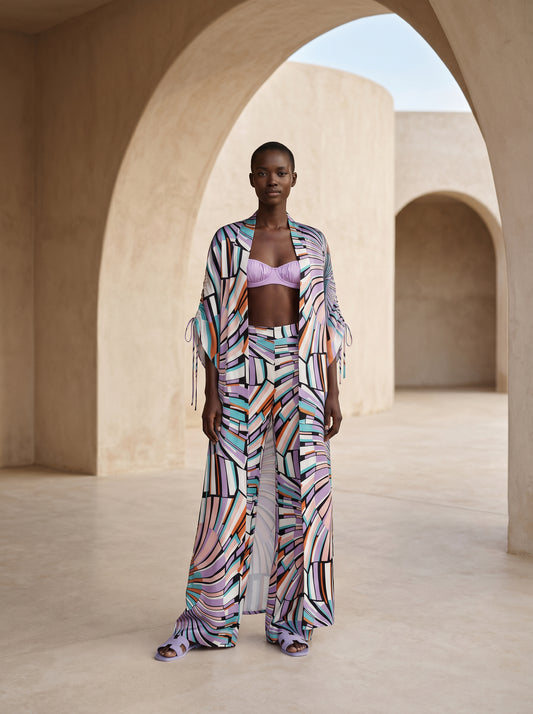 SPLIT BÜZGÜLÜ UZUN KIMONO&PANTOLON TAKIM
