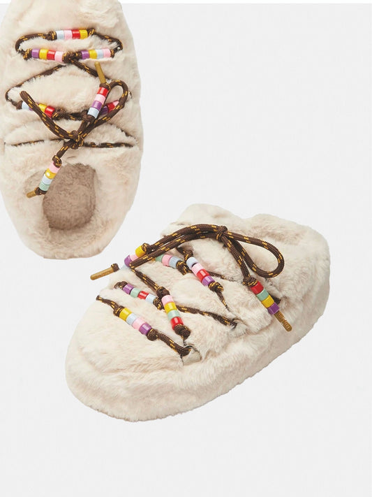 MULE CREAM FAUX FUR BEADS