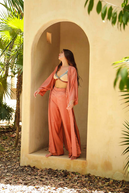 Dark Salmon Kimono&Pantolon Takım