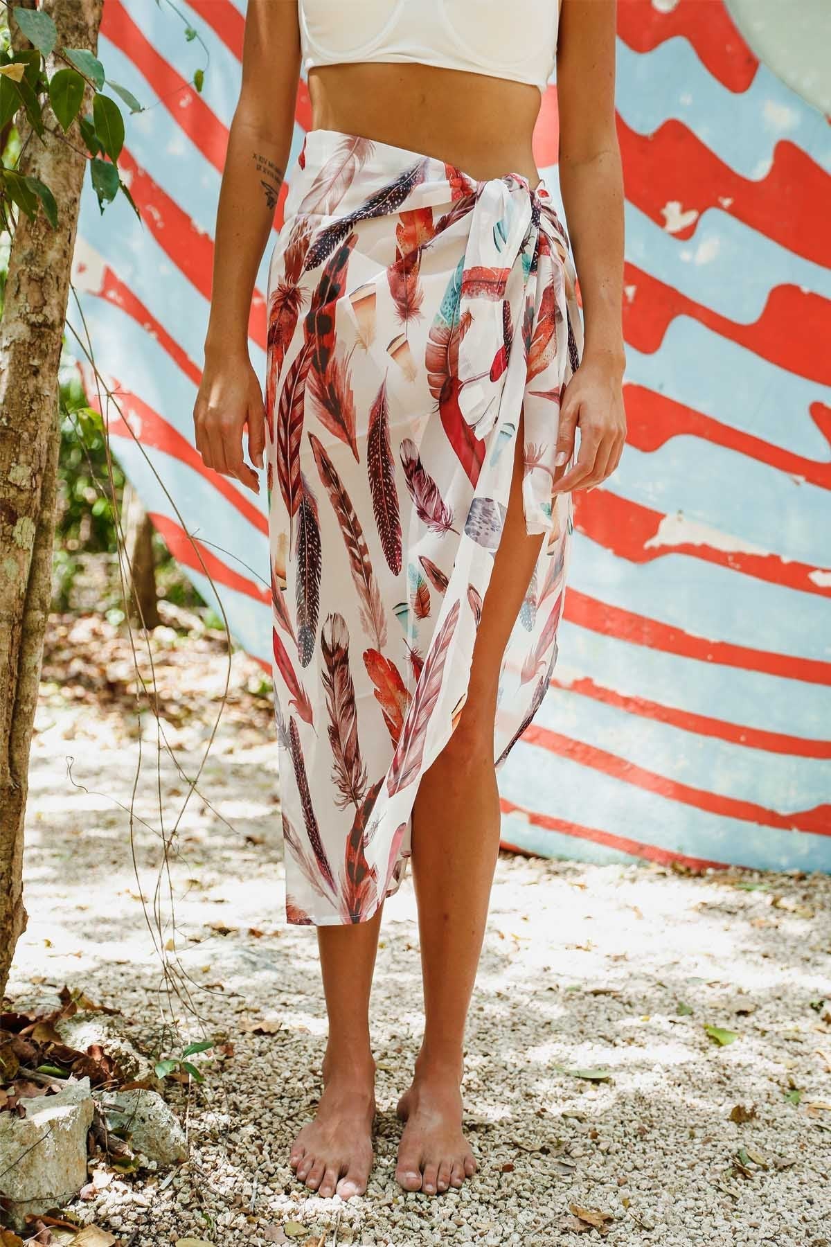 White Feather Pareo Etek