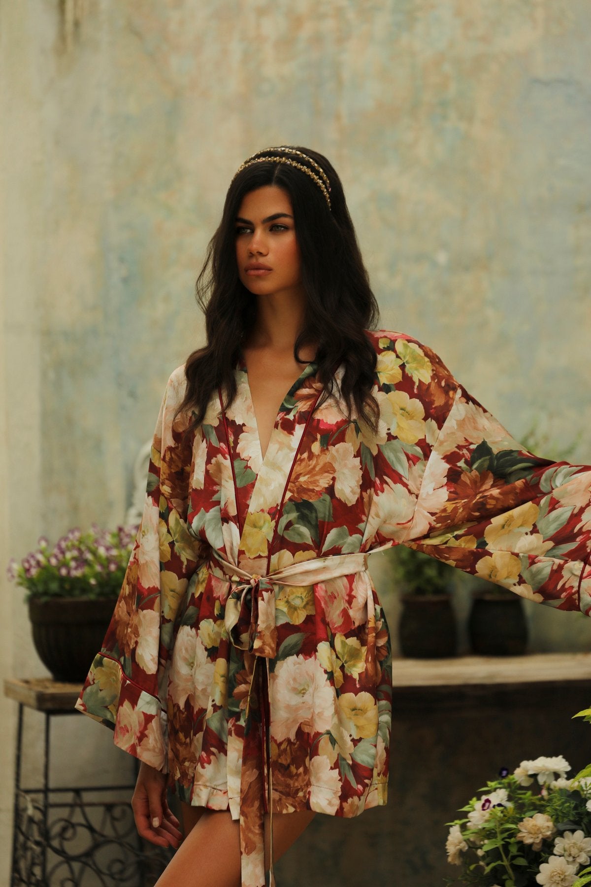 Jardin Secret Kısa Kimono Sabahlık