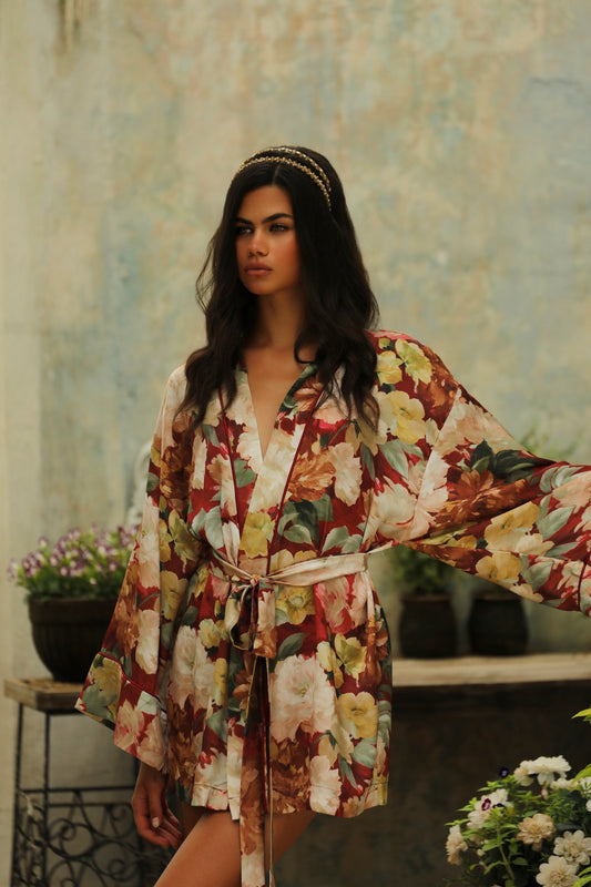Jardin Secret Kısa Kimono Sabahlık