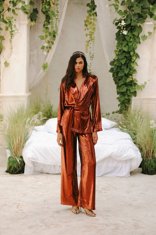 Velours Cuıvre Pantolon Takım