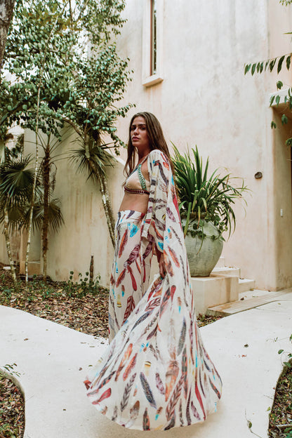 Cream Feather Pantolon