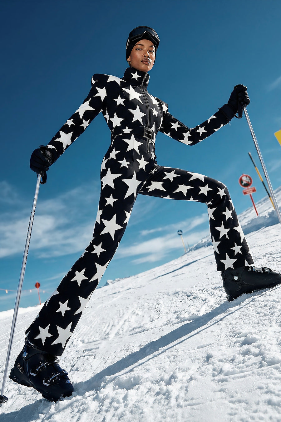 Les Deux Alpes-Noir Kayak Tulumu - Boot Cut