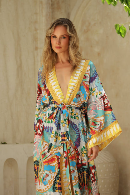 Borde Uzun Kimono Sabahlık