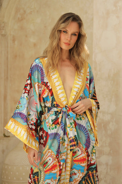 Borde Uzun Kimono Sabahlık