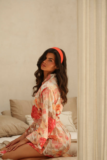 Nuit Florale Kısa Kimono Sabahlık
