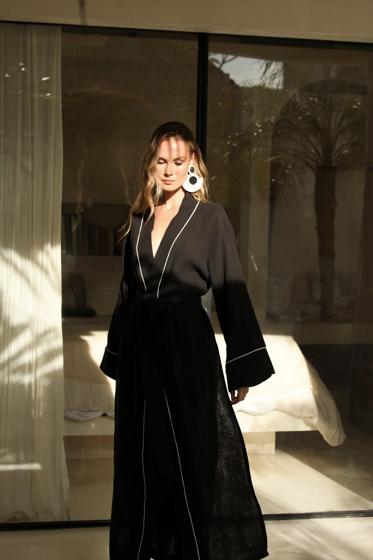 Helen Noır Uzun Kimono Sabahlık
