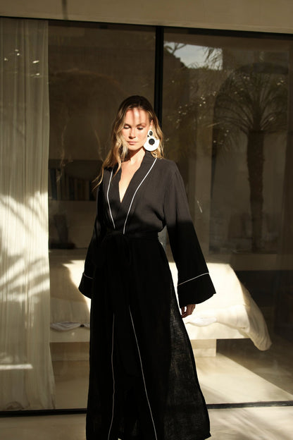 Helen Noır Uzun Kimono Sabahlık