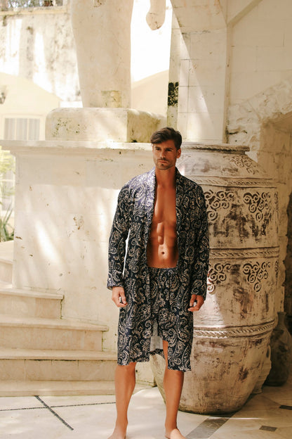 Armand Lacivert Kimono Sabahlık