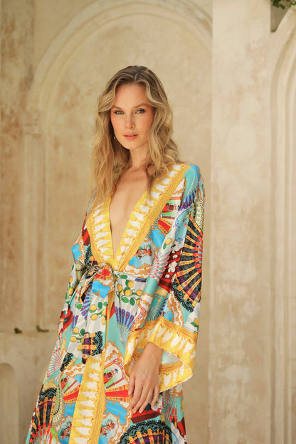 Borde Uzun Kimono Sabahlık
