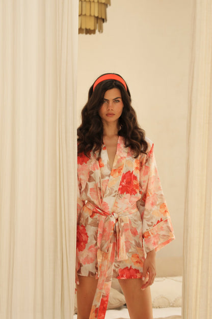 Nuit Florale Kısa Kimono Sabahlık