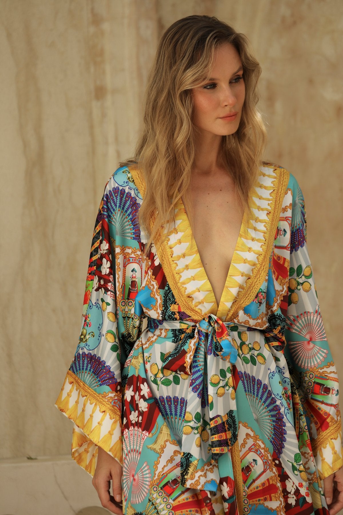 Borde Uzun Kimono Sabahlık