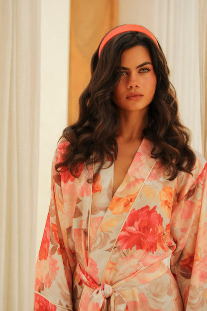 Nuit Florale Kısa Kimono Sabahlık