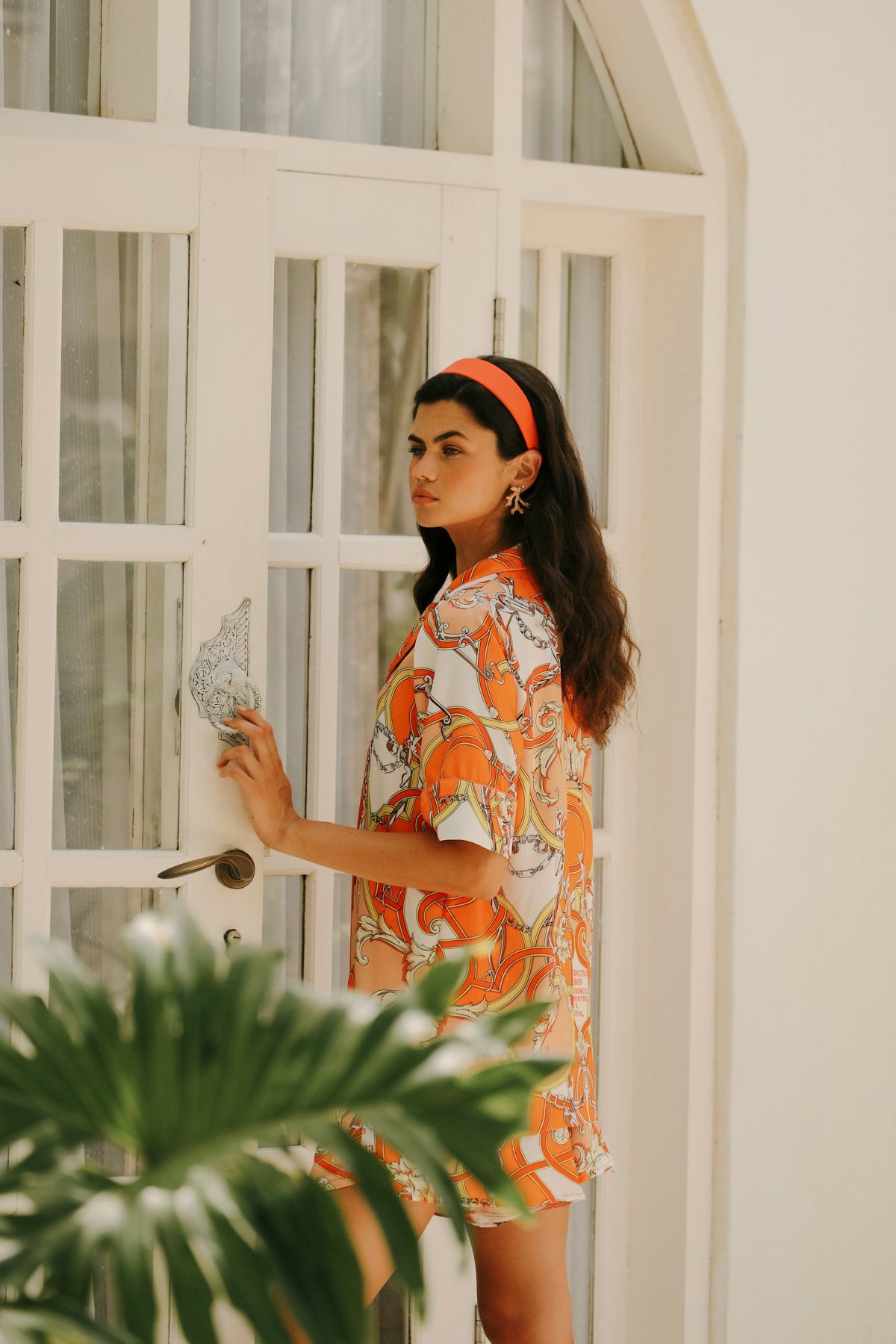 Aurelie Orange Kısa Kollu Gömlek Üst