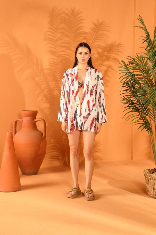 WHITE FEATHER KISA KİMONO