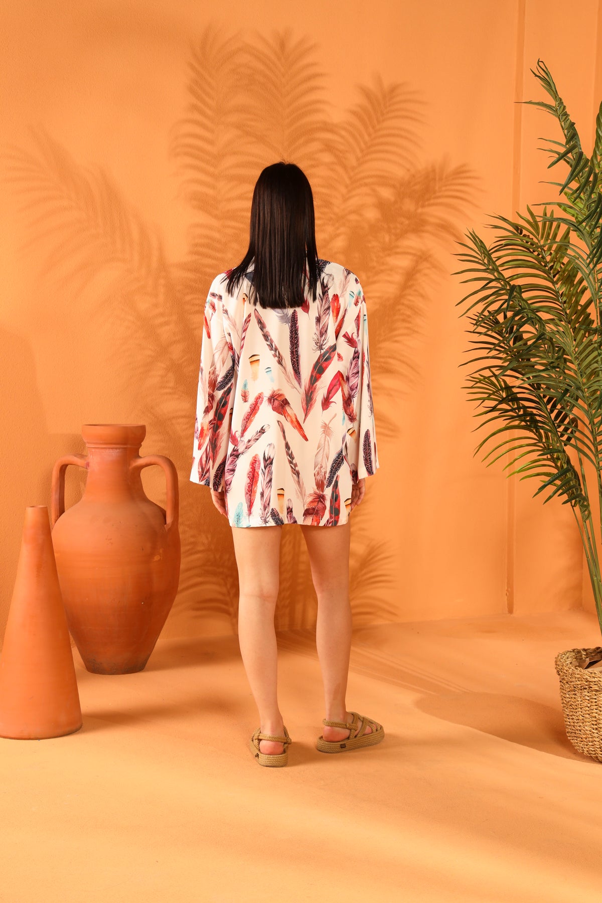 White Feather Kısa Kimono