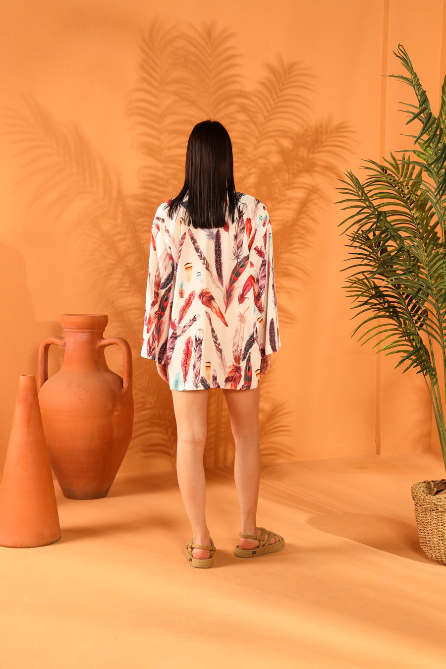 White Feather Kısa Kimono