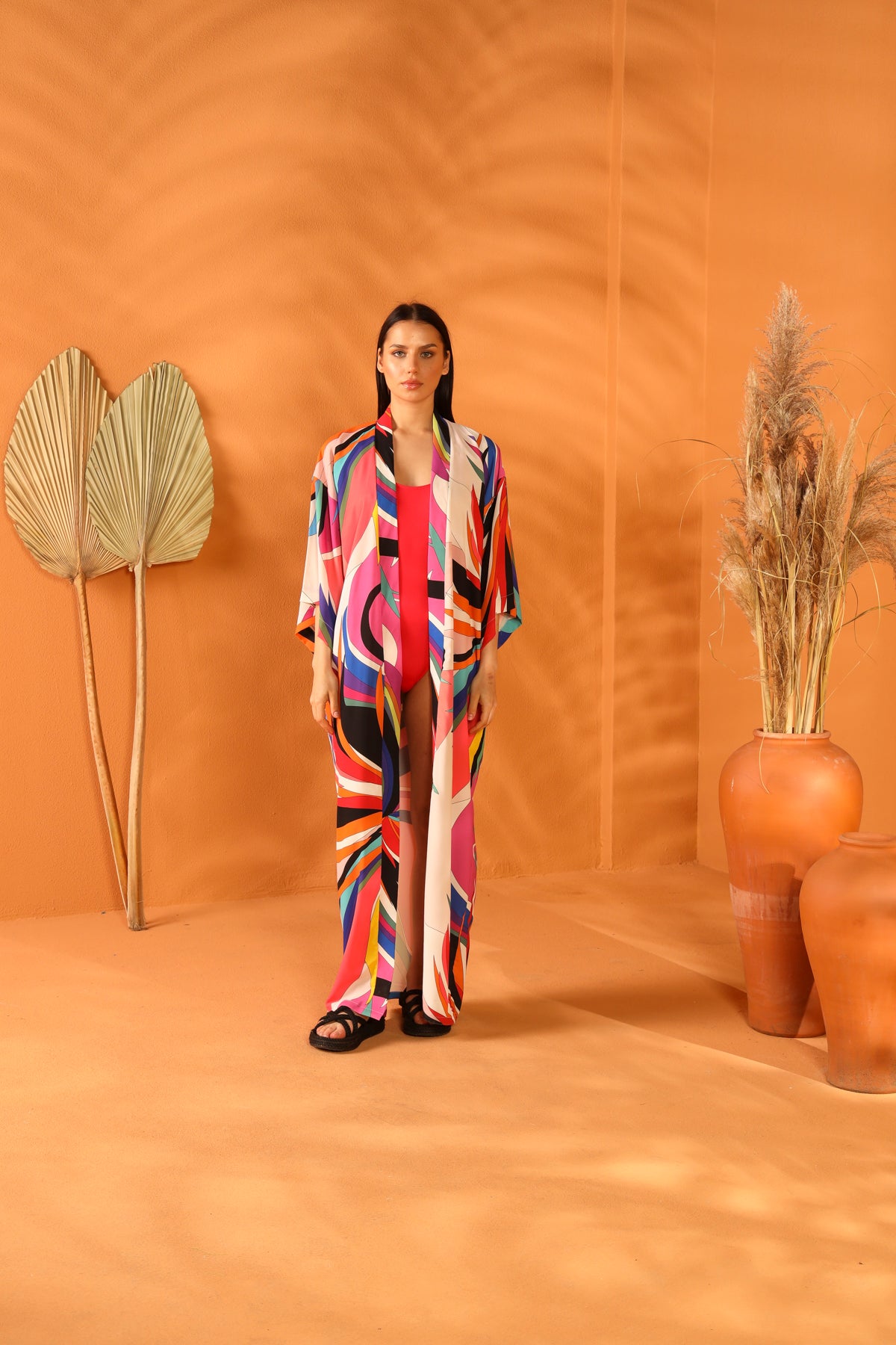 Multi Colored Uzun Kimono