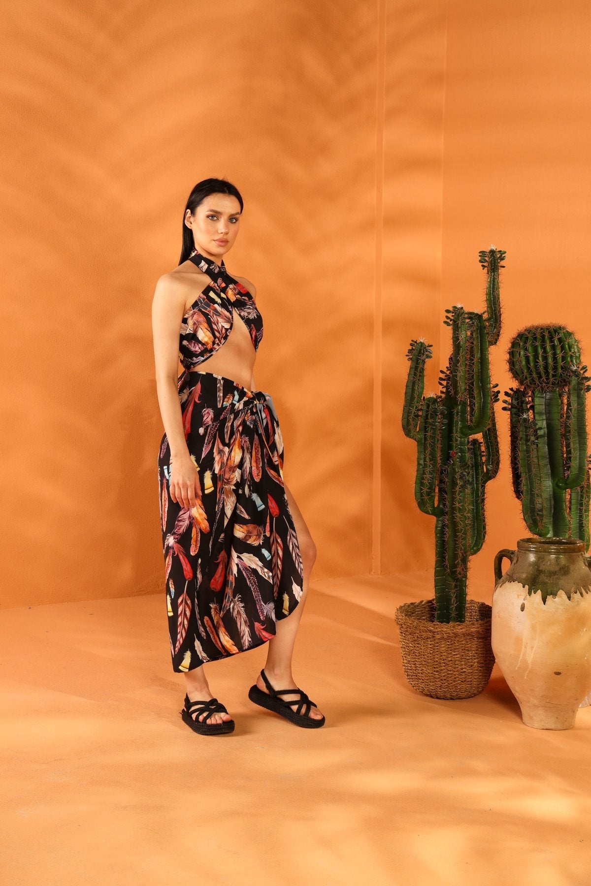 BLACK FEATHER ŞAL PAREO ETEK TAKIM