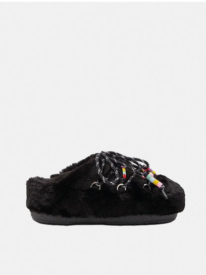 Mule Black Faux Fur Beads