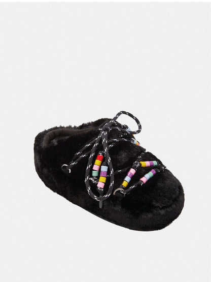 Mule Black Faux Fur Beads