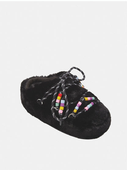 MULE BLACK FAUX FUR BEADS