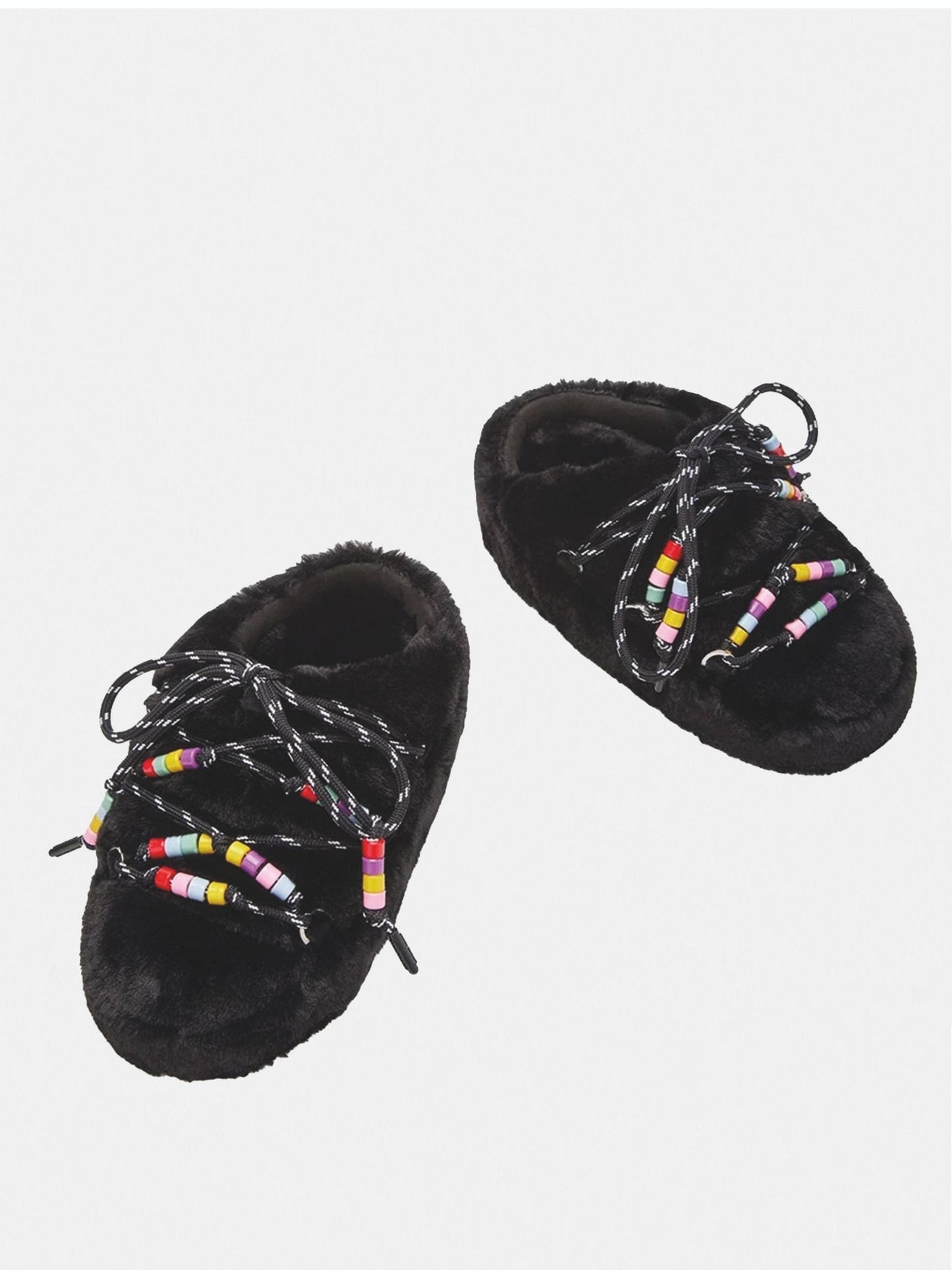 MULE BLACK FAUX FUR BEADS