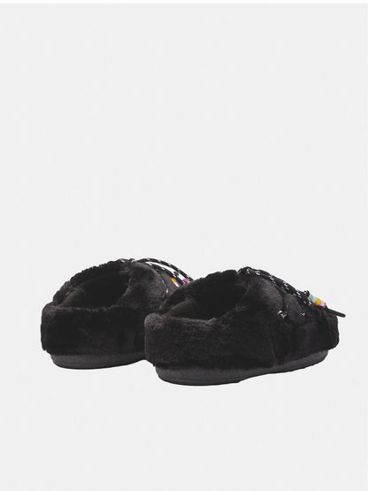 MULE BLACK FAUX FUR BEADS