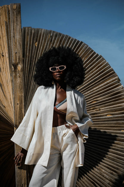 La Pause Krem Kısa Kimono