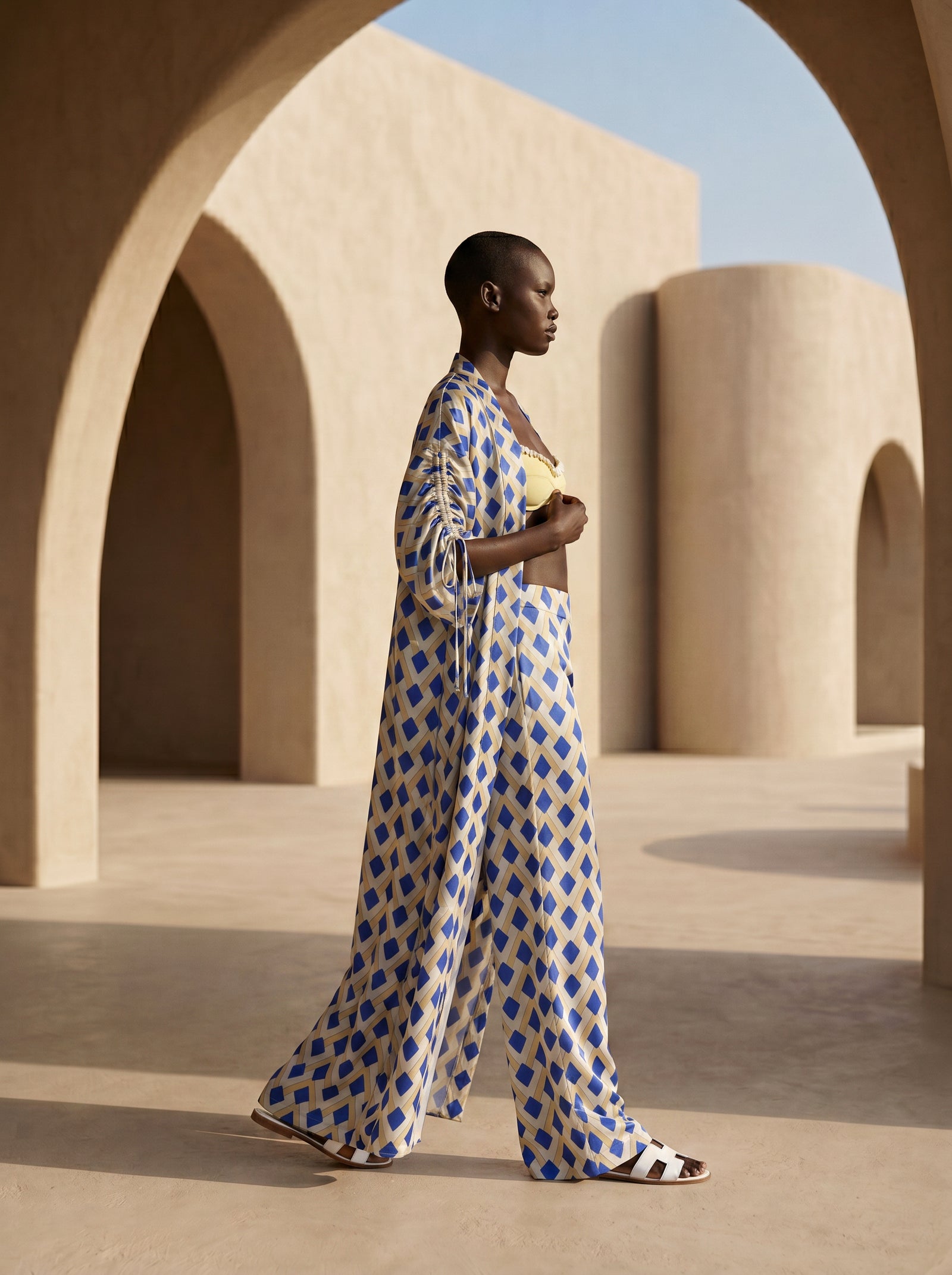 NICE BÜZGÜLÜ UZUN KIMONO&PANTOLON TAKIM