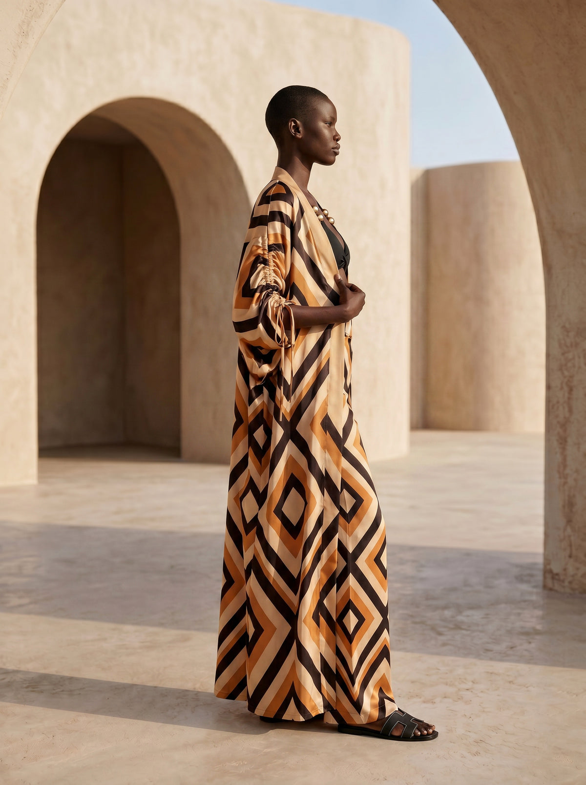 NAXOS BÜZGÜLÜ UZUN KIMONO&PANTOLON TAKIM