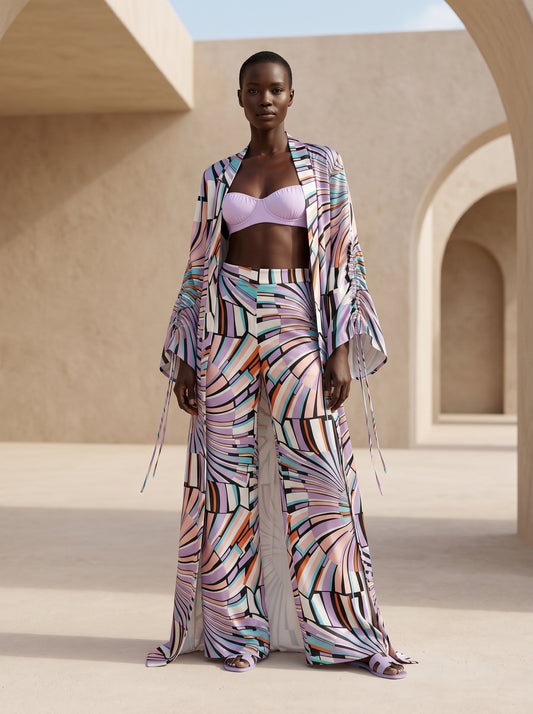 SPLIT BÜZGÜLÜ UZUN Kimono&PANTOLON TAKIM