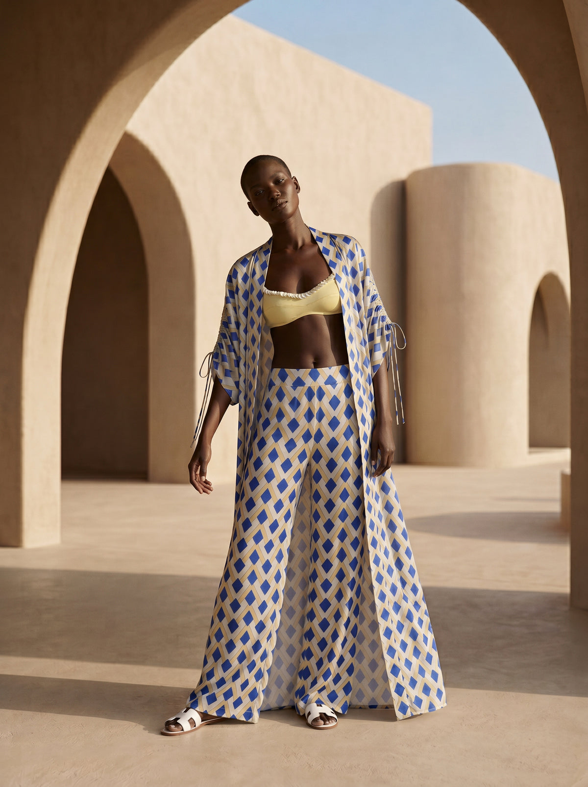 NICE BÜZGÜLÜ UZUN KIMONO&PANTOLON TAKIM