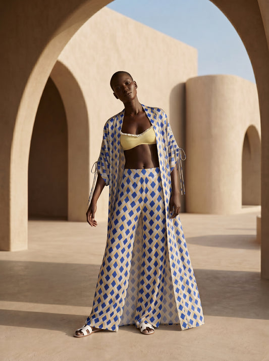 NICE BÜZGÜLÜ UZUN KIMONO&PANTOLON TAKIM