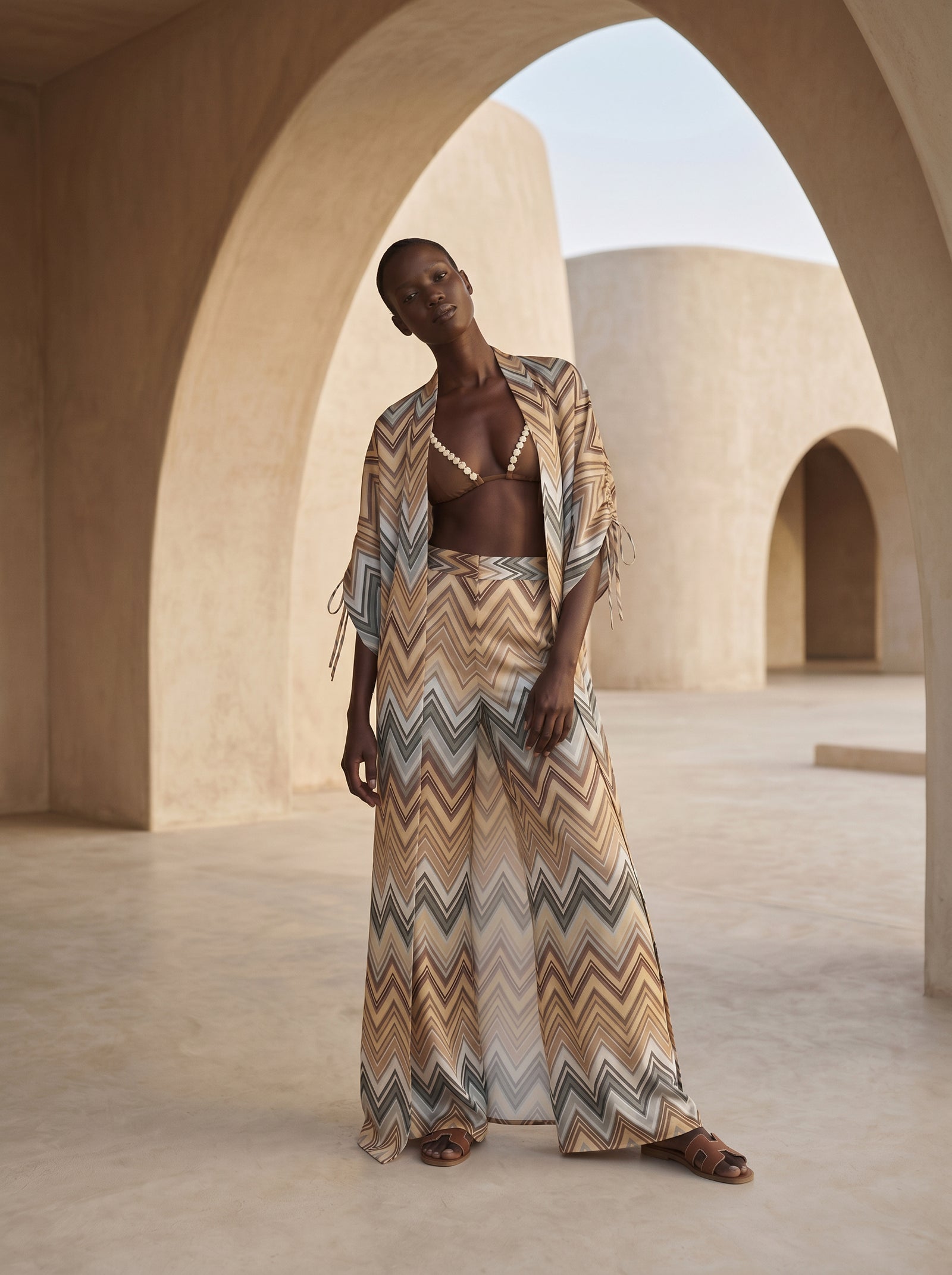 MONACO BÜZGÜLÜ UZUN KIMONO&PANTOLON TAKIM