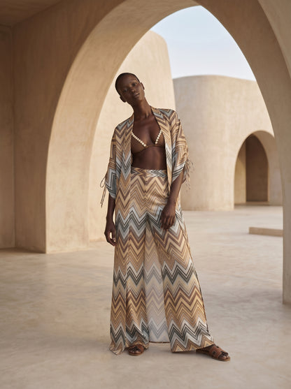 MONACO BÜZGÜLÜ UZUN KIMONO&PANTOLON TAKIM