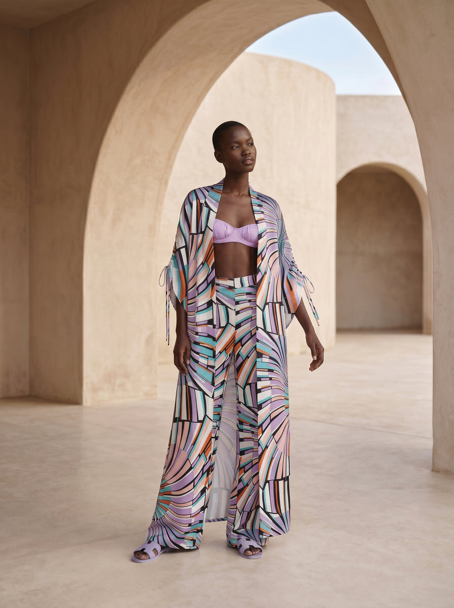 SPLIT BÜZGÜLÜ UZUN KIMONO
