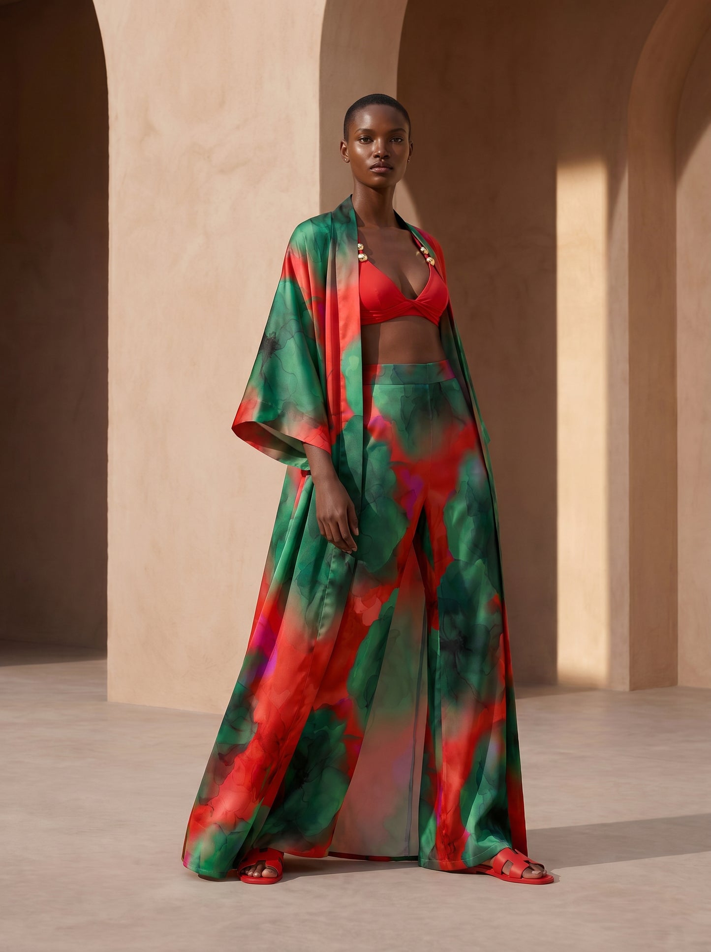 SANTORINI UZUN Kimono&PANTOLON TAKIM