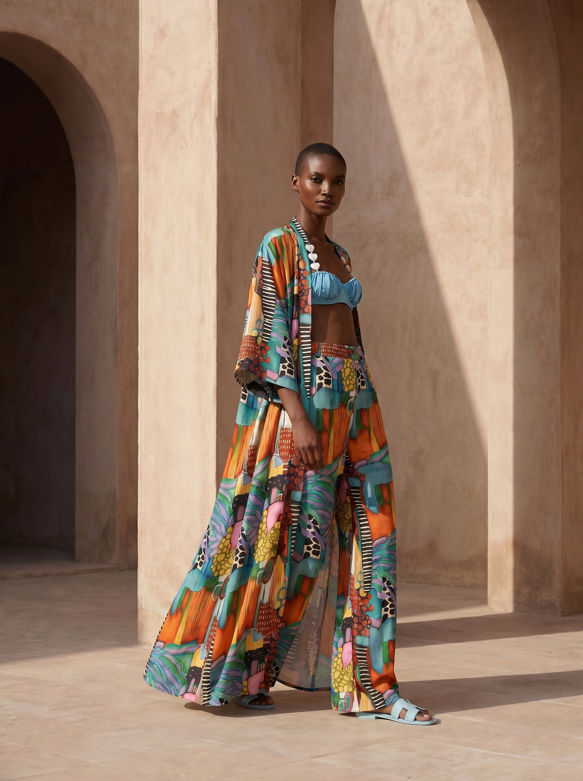 AMALFI UZUN KIMONO&PANTOLON TAKIM