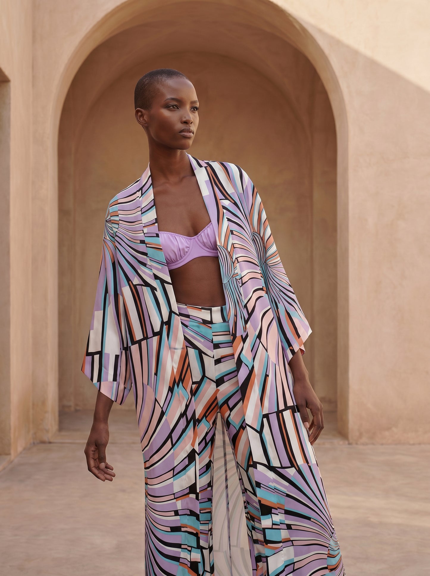 SPLIT BÜZGÜLÜ UZUN Kimono&PANTOLON TAKIM