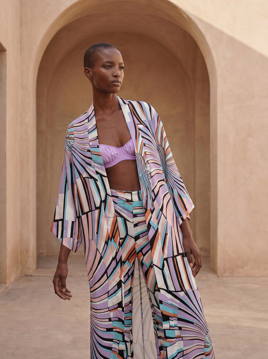 SPLIT BÜZGÜLÜ UZUN Kimono