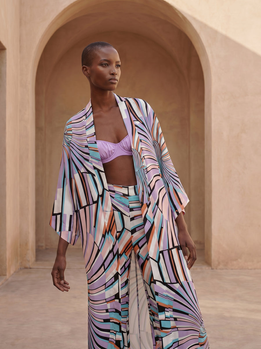 SPLIT BÜZGÜLÜ UZUN KIMONO