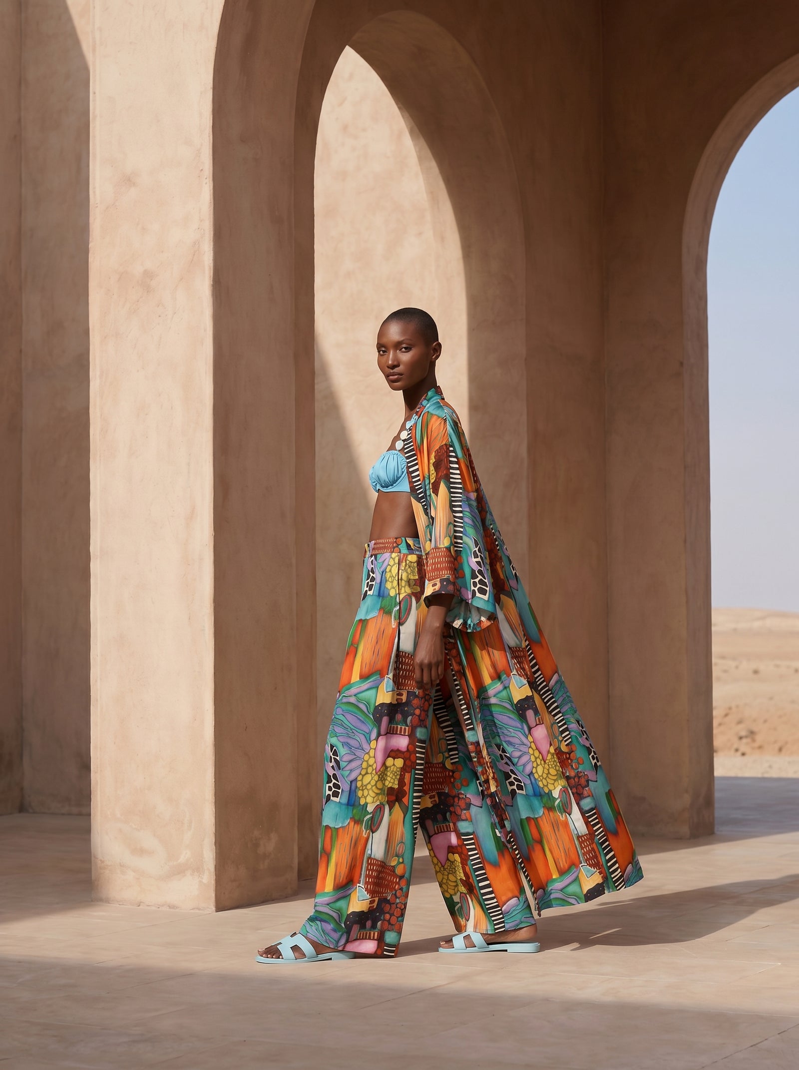 AMALFI UZUN KIMONO&PANTOLON TAKIM