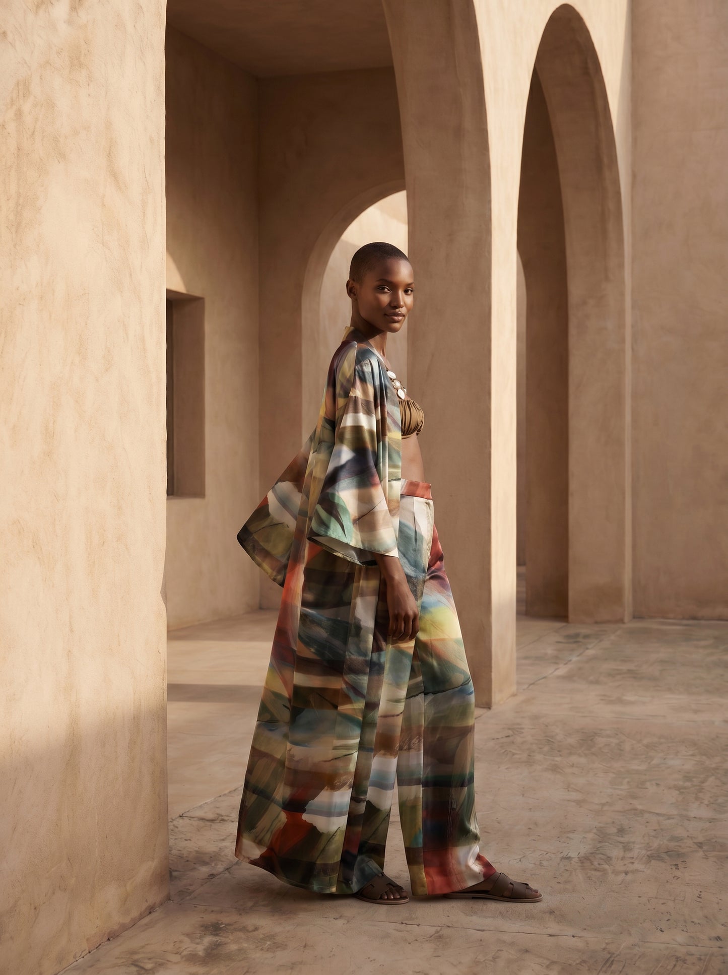 POSITANO UZUN Kimono&PANTOLON TAKIM